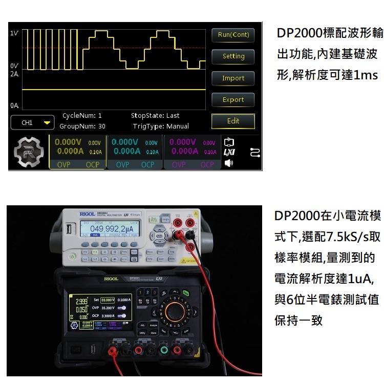 DP2031的波形編輯輸出及1uA電流量測解析度說明